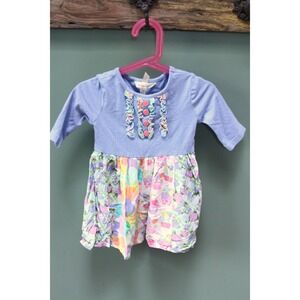 Matilda Jane Girls Periwinkle Blue Floral Top Ruffle Buttons Size 2